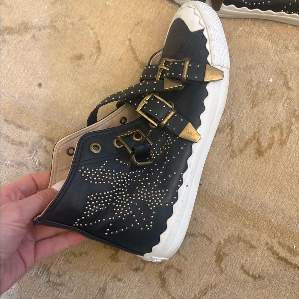 Chloe Studded Black High-Top Sneakers - Picture 5 of 6